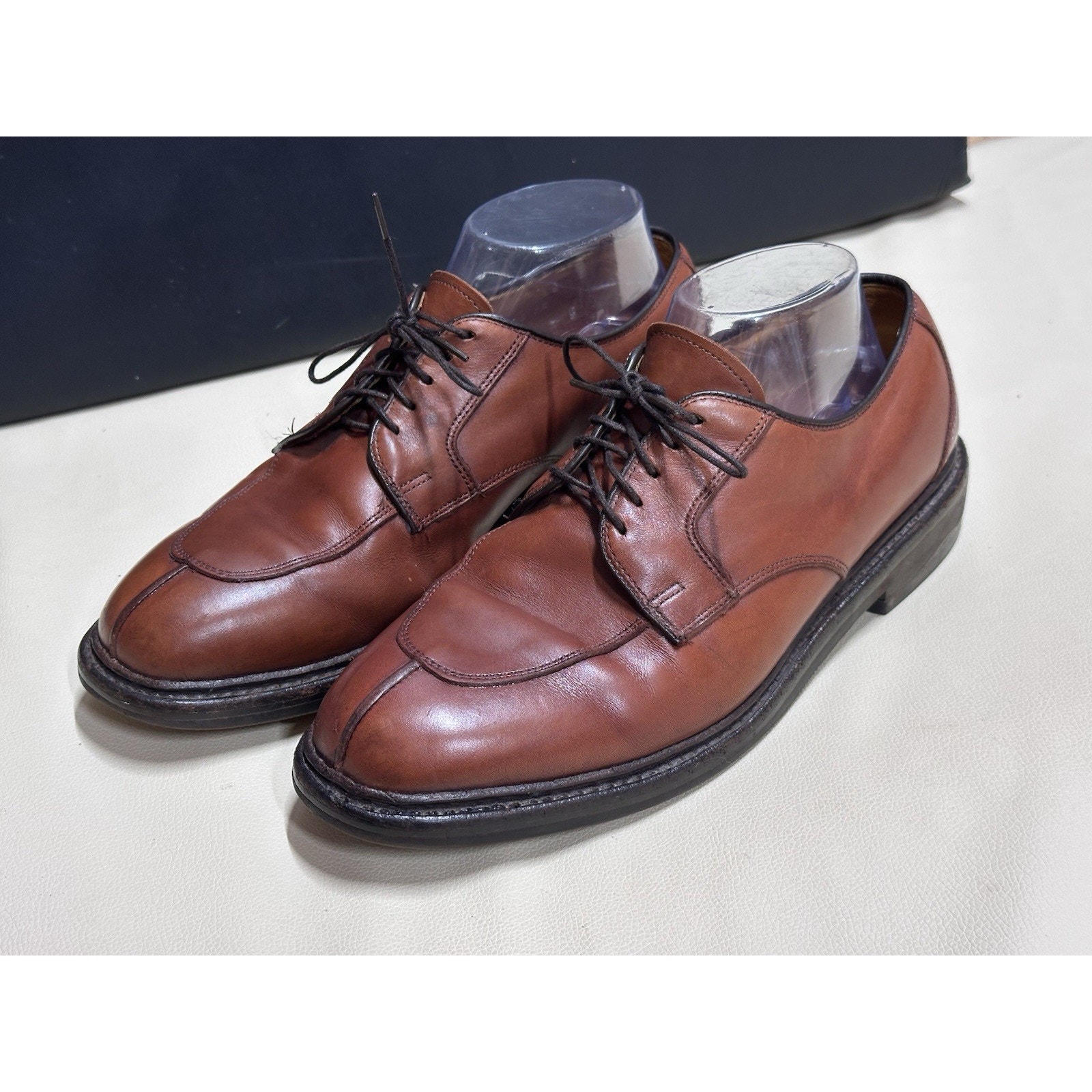 Allen Edmonds Ashton Shoes Mens 8 D Chili Brown Split Toe Derby Dress Leather